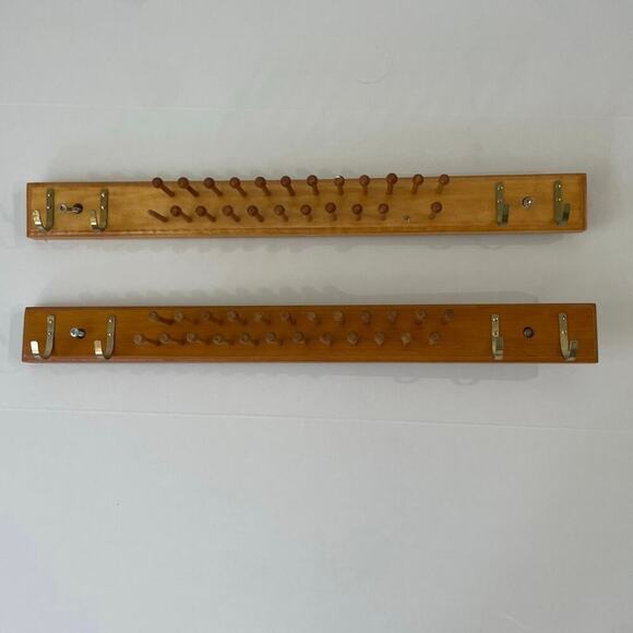 1980 VTG TIES RACK WOODEN OAK WOOD HOLD TIES AND BELTS Set Of 2 VERSATILE - Picture 3 of 14